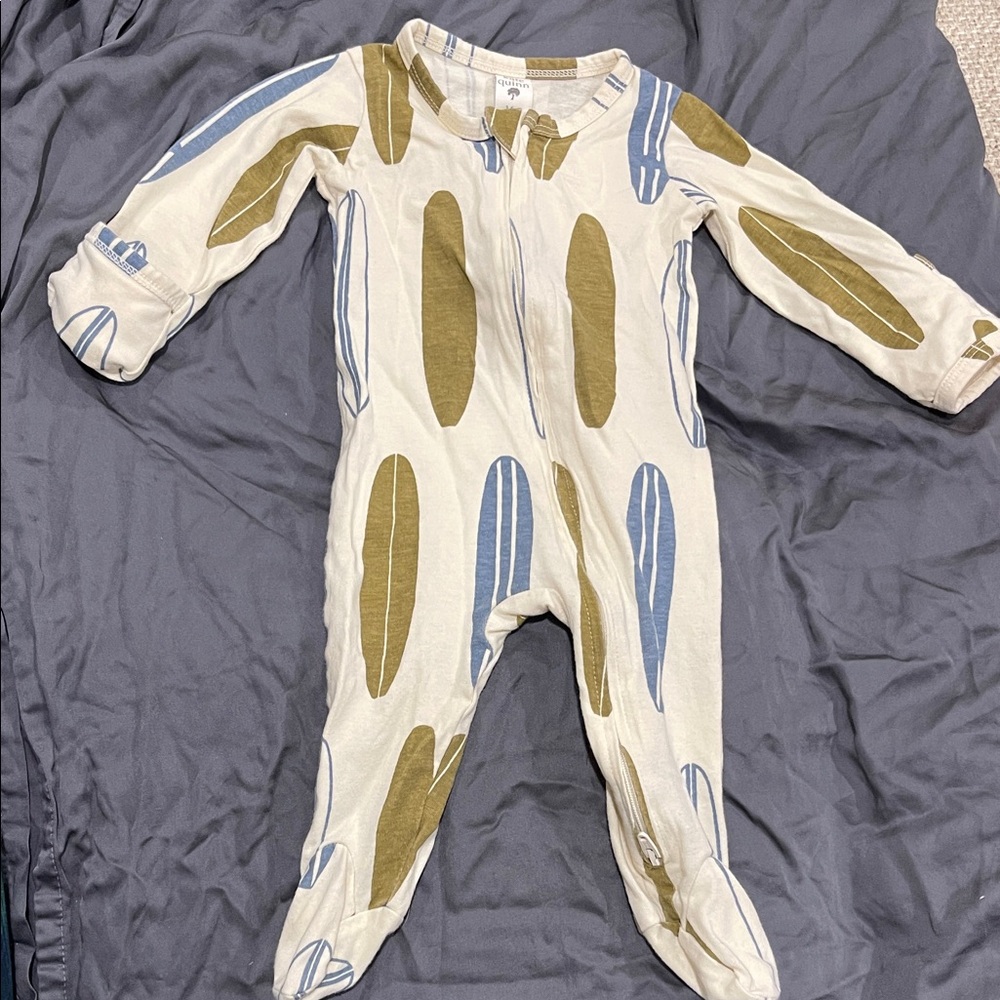 Kids One Piece with Blue and Olive Long Board Pattern
